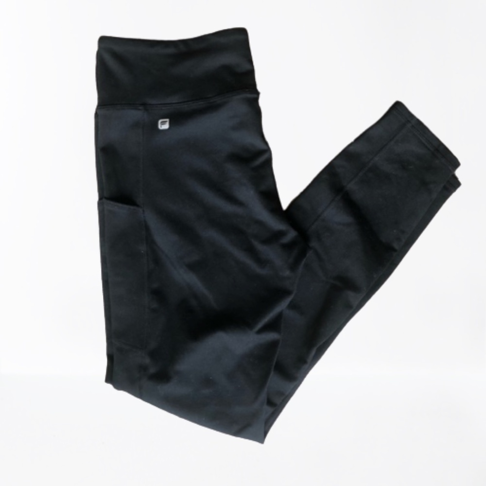 Fabletics High Rise Side Pockets Black Leggings